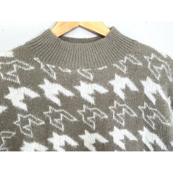 NWT Dreamers By Debut Boutique Taupe Houndstooth Sweater Super Soft Women's Sz L - Picture 5 of 11
